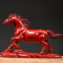 Solid wood carving of the twelve zodiac zodiac horse ornaments for home use living room office desktop decoration handicrafts