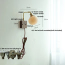Modern brass and wood wall light fixture bedroom ribbed glass sconce