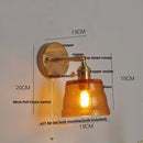 DecorBites™ Clear Glass LED Wall Lights Brass E27 Pull Chain Switch Bedside Lamp
