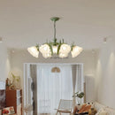 DecorBites™ Green Flower Ceiling Chandelier: Elegant Iron Art Pendant Lamp for Living Room, Bedroom, Villa