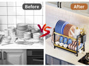 DecorBites™ 2 Tier Kitchen Dish Rack Drainer Plate Storage Organizer Drainboard