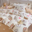 DecorBites™ Cozy Flower Print Bedding Set: Brushed Cotton, Skin-Friendly, Soft, Thick, 4Pcs