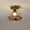 DecorBites™ Amber Ice Crack Glass Wood Ceiling Light - Nordic Modern LED Fixture