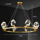 Modern gold diamond crystal brass led pendant light dining room