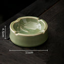 DecorBites™ Geometric Green Ceramic Ashtray - Desk Decoration and Smoking Accessory