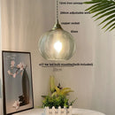 Modern ribbed blue glass led pendant lamp dining room lighting