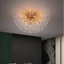 DecorBites™ Golden Dandelion Crystal Chandelier: Warm Nordic LED Ceiling Lamp for Romantic Living Room.