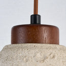 DecorBites™ Japanese Style LED Pendant Lights Wood Canopy Cement Lampshade