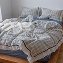 DecorBites™ Korean Seersucker Lace Ruffles Bedding Set for Girls
