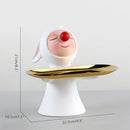 DecorBites™ Clown Bust Sculpture: Golden Candy/Key Tray Kids Balloons Figurine Decor