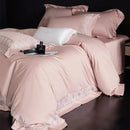 DecorBites™ 1200TC Egyptian Cotton Lace Embroidery Bedding Set: 1 Duvet, 1 Sheet, 2 Pillowcases