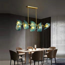 DecorBites™ LED Art Deco Blue Peacock Leaf Copper Ceiling Chandelier for Living Room