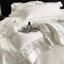 DecorBites™ Lace Embroidery 1200TC Egyptian Cotton 4Pcs Bedding Set with Wide Hollow Design