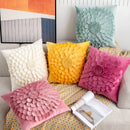 DecorBites™ 3D Velvet Flower Pillow Covers in Yellow Beige 45x45cm