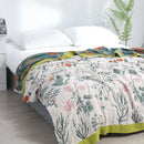 DecorBites™ Japanese Cotton Single Bedspread with Pillow Towel - Floral Birds Design