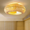 DecorBites™ Bamboo Ceiling Fan with Lights Remote Control Silent Retractable Blades 50cm