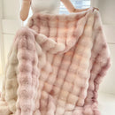 DecorBites™ Gradient Pink Double Layer Faux Fur Winter Blanket