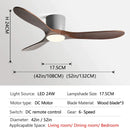 DecorBites™ 52" Low Floor Fan Lights Wood Blade Remote Control Ceiling Fan Strong Winds