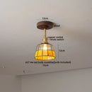 Flower shaped led glass wood ceiling lamp bedroom brass light