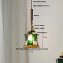 DecorBites™ Ceramic Walnut Wood Pendant Light Fixture - Adjustable LED Lamparas for Study Aisle