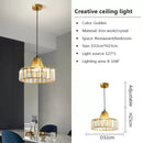 DecorBites™ Crystal LED Pendant Light: Retro Gold Lampshade for Living Room, Bedroom, Dining Room