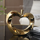 DecorBites™ Golden Apple Sculpture: Ceramic Cut-out Artificial Fruit for Fortunate Home Decor