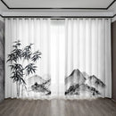 DecorBites™ Bamboo Ink Painting Curtains for Home Decoration Elegant Finish