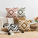 DecorBites™ Geometric Embroidery Boho Cushion Cover Sofa Decorative Pillowcase Canvas Cotton