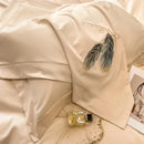 DecorBites™ Cotton Embroidery Bed Linens Set: Full-Queen-King Size, Sheet, Duvet Cover, Pillowcase