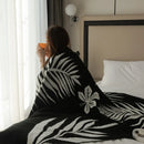 DecorBites™ Knitted Sofa Cover Blanket: Black & White Thin Quilt for Office Nap & Air Conditioning