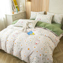 DecorBites™ Green Leaf Print Bedding Set: Duvet Cover, Flat Sheet & Pillowcase - Single Queen Size