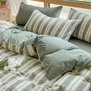 DecorBites™ Cotton Striped Bedding Set Yarn Dyed Washed Duvet Cover Single Bedclothes