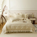 DecorBites™ French Country Flowers Print Bedding Set with Lace Ruffles
