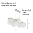 Modern white crystal tassel chandelier dining room hanging lamp