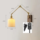DecorBites™ Copper Swing Arm LED Wall Sconce Pull Chain Switch Rotate Walnut Canopy