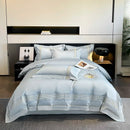 DecorBites™ 100s Egyptian Cotton Embroidery King Queen Bedding Set with Duvet Cover