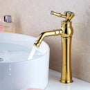 DecorBites™ Gold Brass Bathroom Faucet Single Handle Deck Mounted Basin Mixer Tap