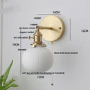 DecorBites™ Copper LED Sconce Wall Lamp Pull Chain Switch Nordic Modern Ceramic Mirror Light