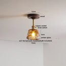 Flower shaped led glass wood ceiling lamp bedroom brass light