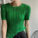 Woman Clothing  Top Women  Pleated Short-sleeved Female