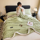 DecorBites™ Cozy Flannel Velvet Blanket: All-Season Solid Color Single Queen Quilt