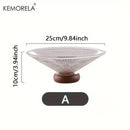 DecorBites™ Creative Glass Fruit Plate with Wooden Base | Elegant Home Decor for Living Room Coffee Table