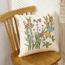 DecorBites™ 3D Pink Flower Farmhouse Style Cushion Cover 45x45cm - Embroidered Sofa, Bed, Living Room