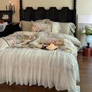 DecorBites™ Double Lace Ruffles Egyptian Cotton Thickened Bedding Set - Duvet Covers, Sheet, Pillowcases