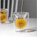 DecorBites™ Golf Ball Double Tumbler: High Borosilicate Thickened Glass Cup