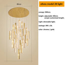 DecorBites™ Gold Chrome Steel Crystal Pendant Lights with Dimmable LED for Villa Stair