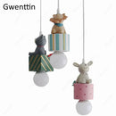 DecorBites™ Kids Animal Pendant Lamp: Rabbit Lion Cat LED Ceiling Light Fixture