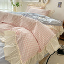 DecorBites™ Korean Princess Style Cotton Bedding Set with Ruffles and Lace