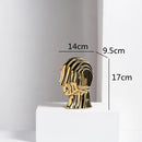 DecorBites™ Geometric Ceramic Head Sculpture | Golden Alien Figurine