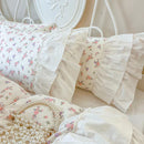 DecorBites™ Cotton Floral Print Bedding Set with Pleat Lace Ruffles, 4-Piece Ensemble